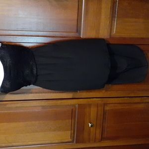 New black lace embellished strapless hi low w open back